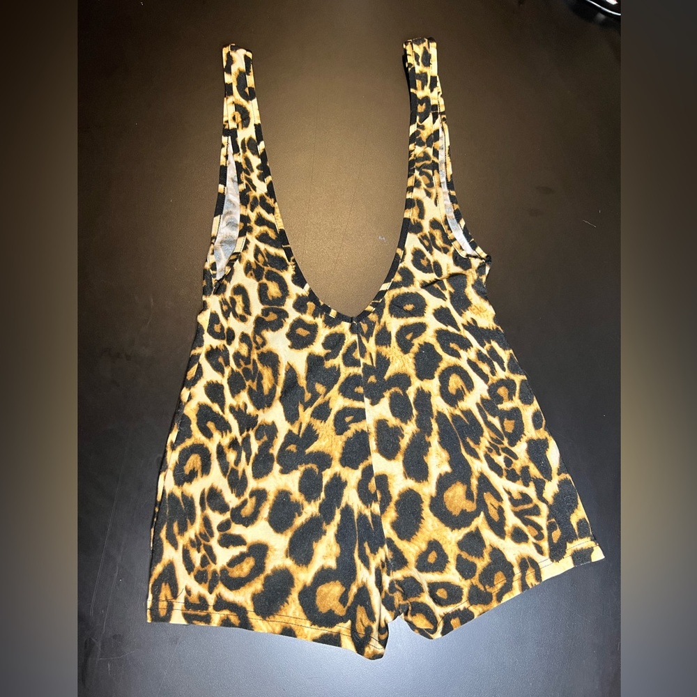 Small Cheetah Print Overall Shorts